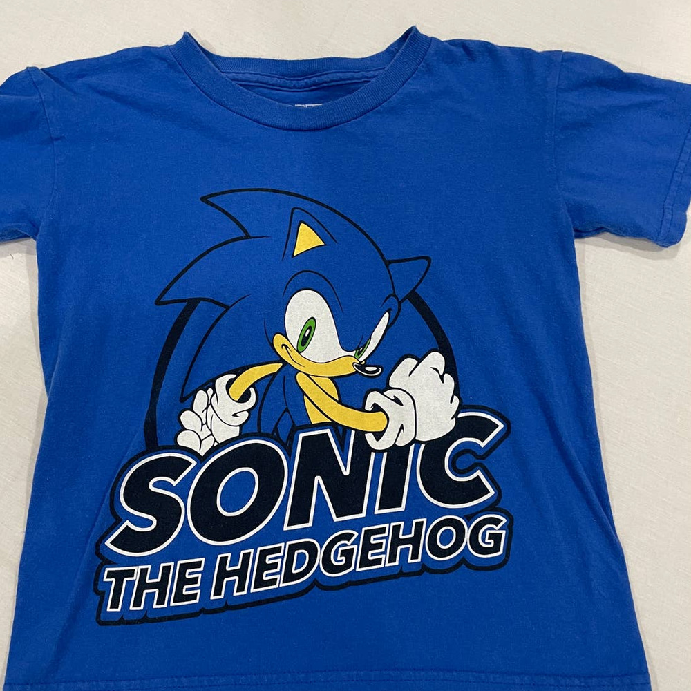 Sonic The Hedgehog Kids Blue Graphic T-Shirt Size Medium